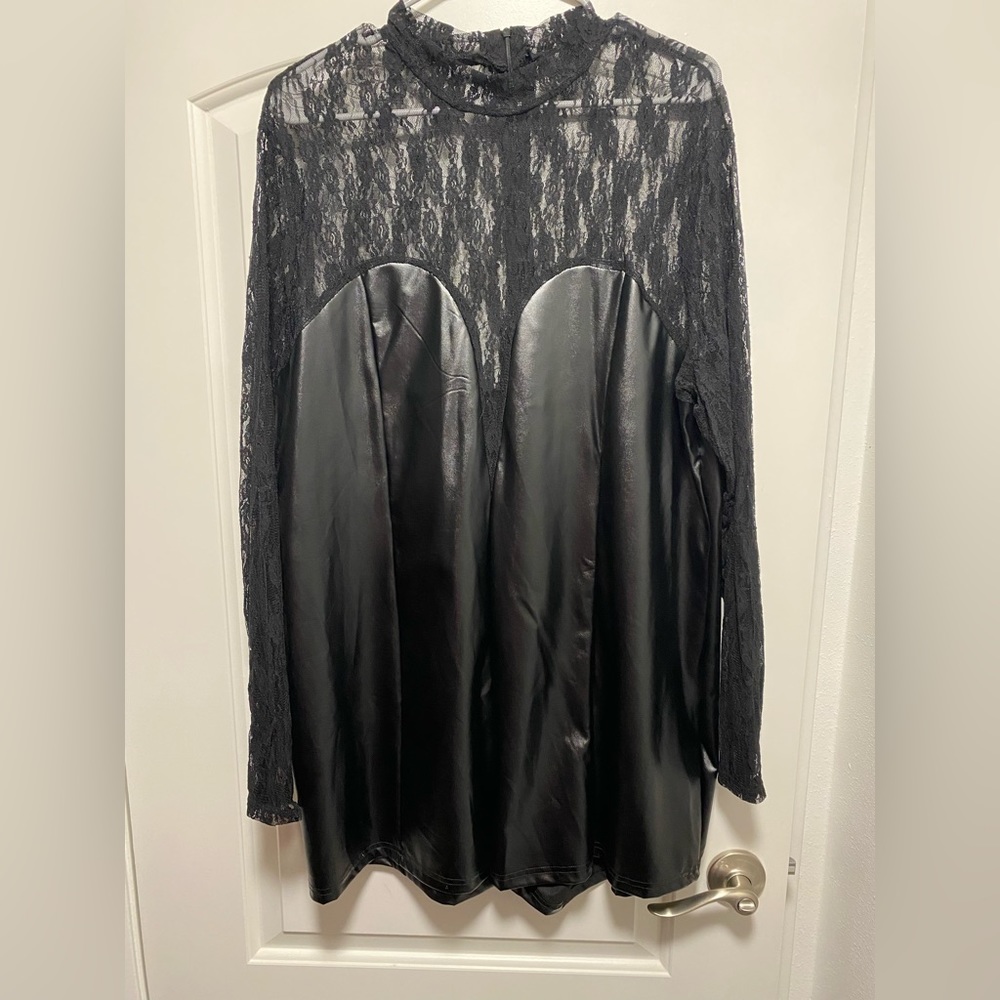 Leather and lace romper